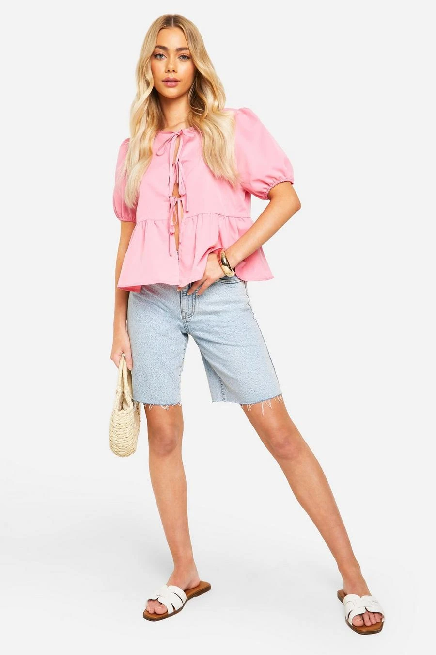BOOHOO Puff Sleeve Poplin Bow Top 3 BOOHOO Puff Sleeve Poplin Bow Top - Image 3