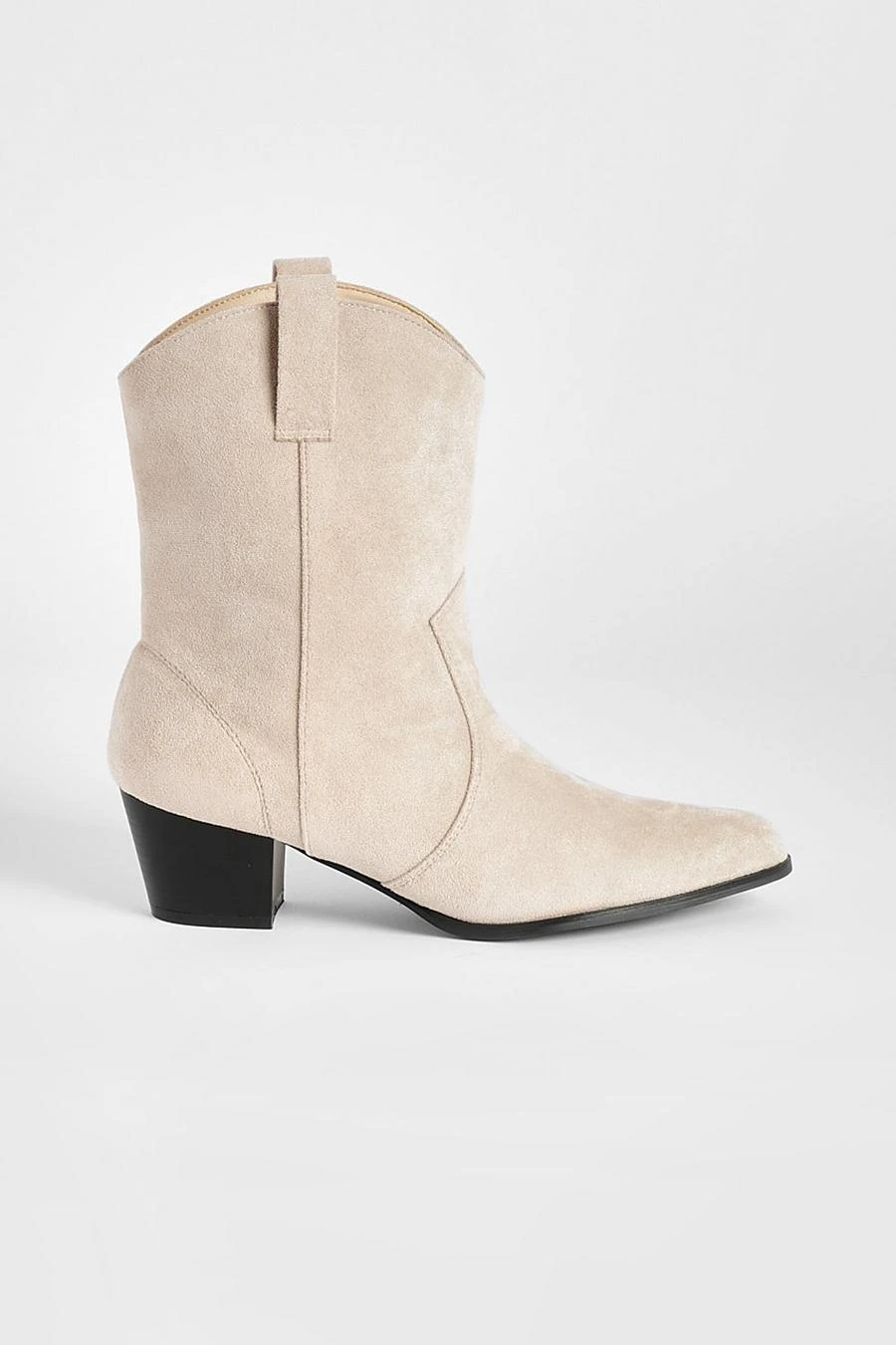 BOOHOO Faux Suede Tab Detail Western Cowboy Ankle Boots 2 BOOHOO Faux Suede Tab Detail Western Cowboy Ankle Boots - Image 2