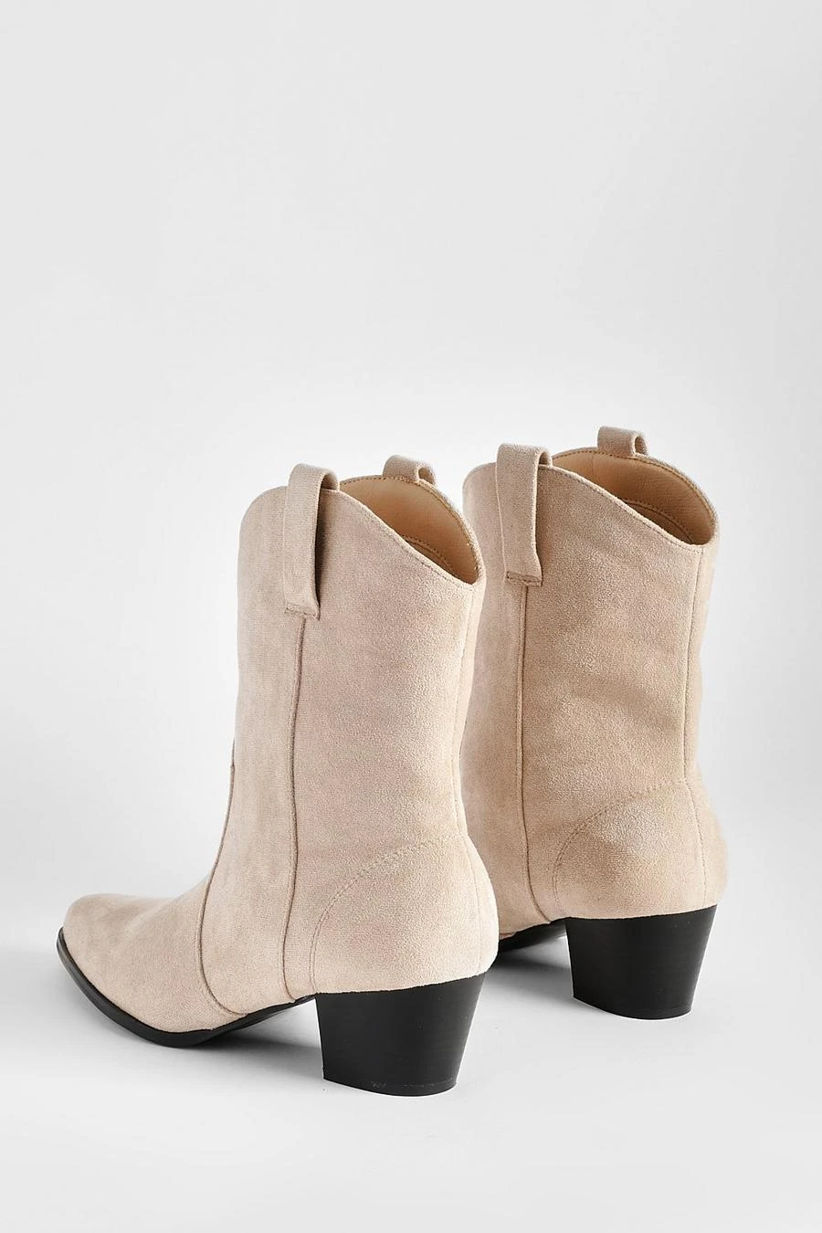 BOOHOO Faux Suede Tab Detail Western Cowboy Ankle Boots 4 BOOHOO Faux Suede Tab Detail Western Cowboy Ankle Boots - Image 4