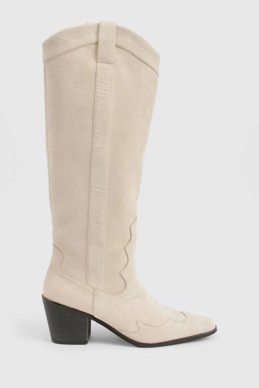 BOOHOO Knee High Heeled Faux Suede Western Cowboy Boots 3 BOOHOO Knee High Heeled Faux Suede Western Cowboy Boots - Image 3