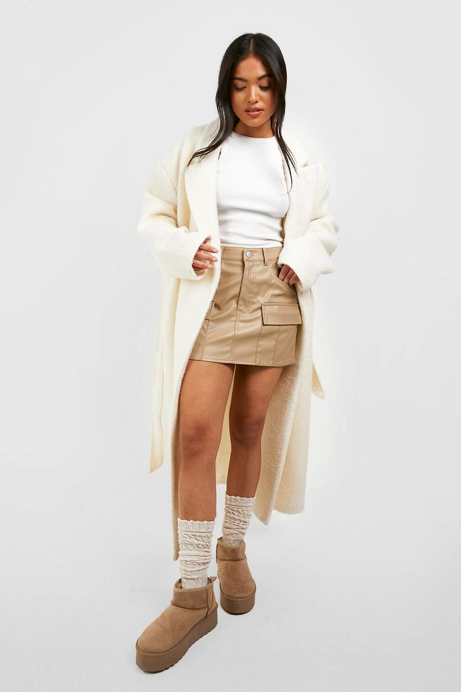 BOOHOO Oatmeal Knitted Slouchy Socks 1 BOOHOO Oatmeal Knitted Slouchy Socks