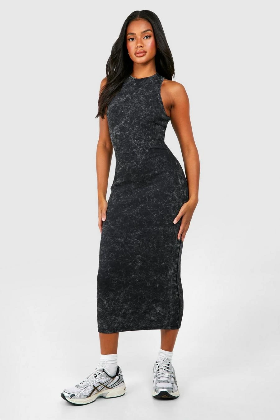 BOOHOO Acid Wash Racer Neck Bodycon Maxi Dress 3 BOOHOO Acid Wash Racer Neck Bodycon Maxi Dress - Image 3