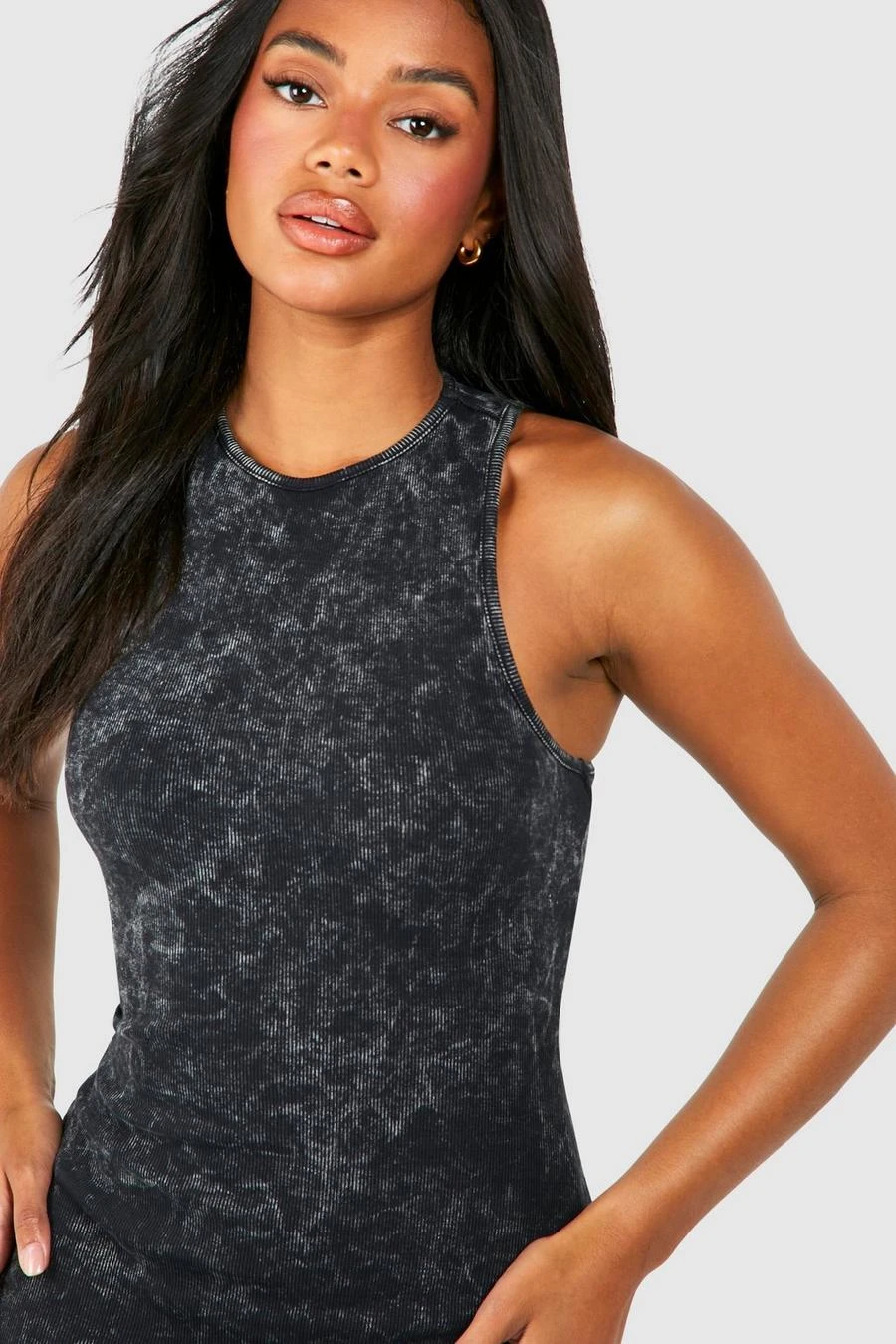 BOOHOO Acid Wash Racer Neck Bodycon Maxi Dress 4 BOOHOO Acid Wash Racer Neck Bodycon Maxi Dress - Image 4