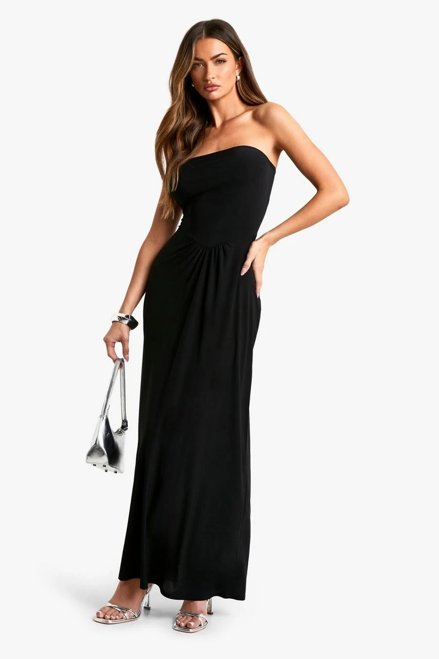 BOOHOO Bandeau Drop Waist Column Maxi Dress 3 BOOHOO Bandeau Drop Waist Column Maxi Dress - Image 3
