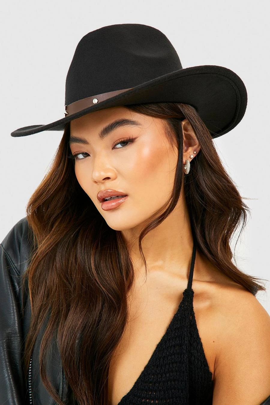 BOOHOO Black Star Studded Trim Western Cowboy Hat 2 BOOHOO Black Star Studded Trim Western Cowboy Hat - Image 2