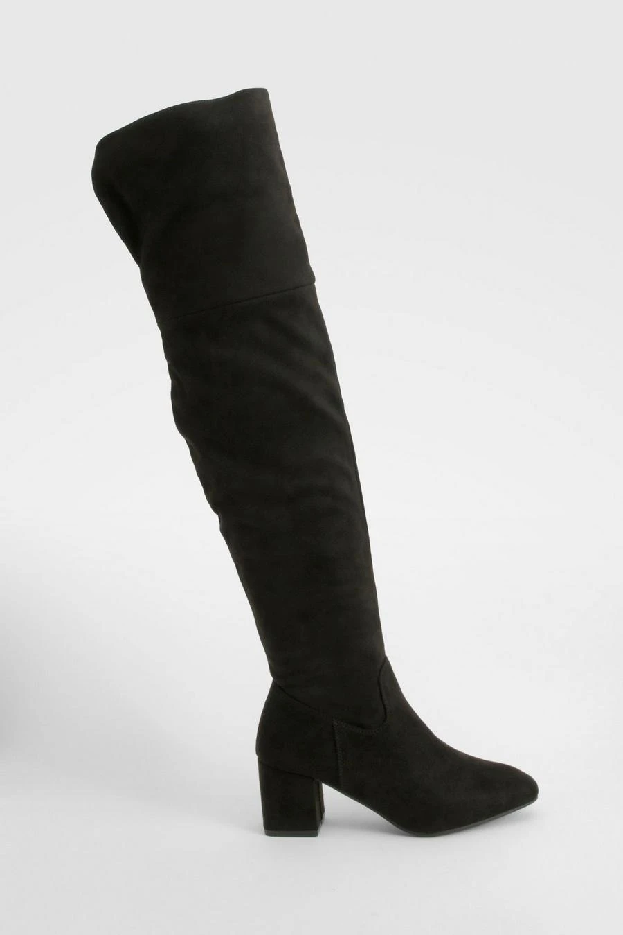 BOOHOO Block Heel Faux Suede Over The Knee Boots 2 BOOHOO Block Heel Faux Suede Over The Knee Boots - Image 2