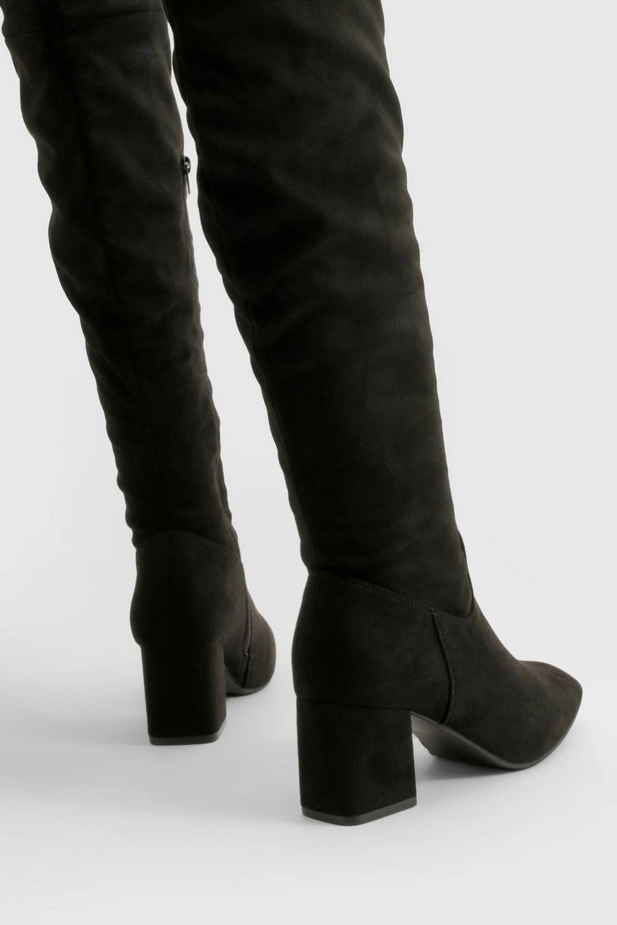 BOOHOO Block Heel Faux Suede Over The Knee Boots 3 BOOHOO Block Heel Faux Suede Over The Knee Boots - Image 3