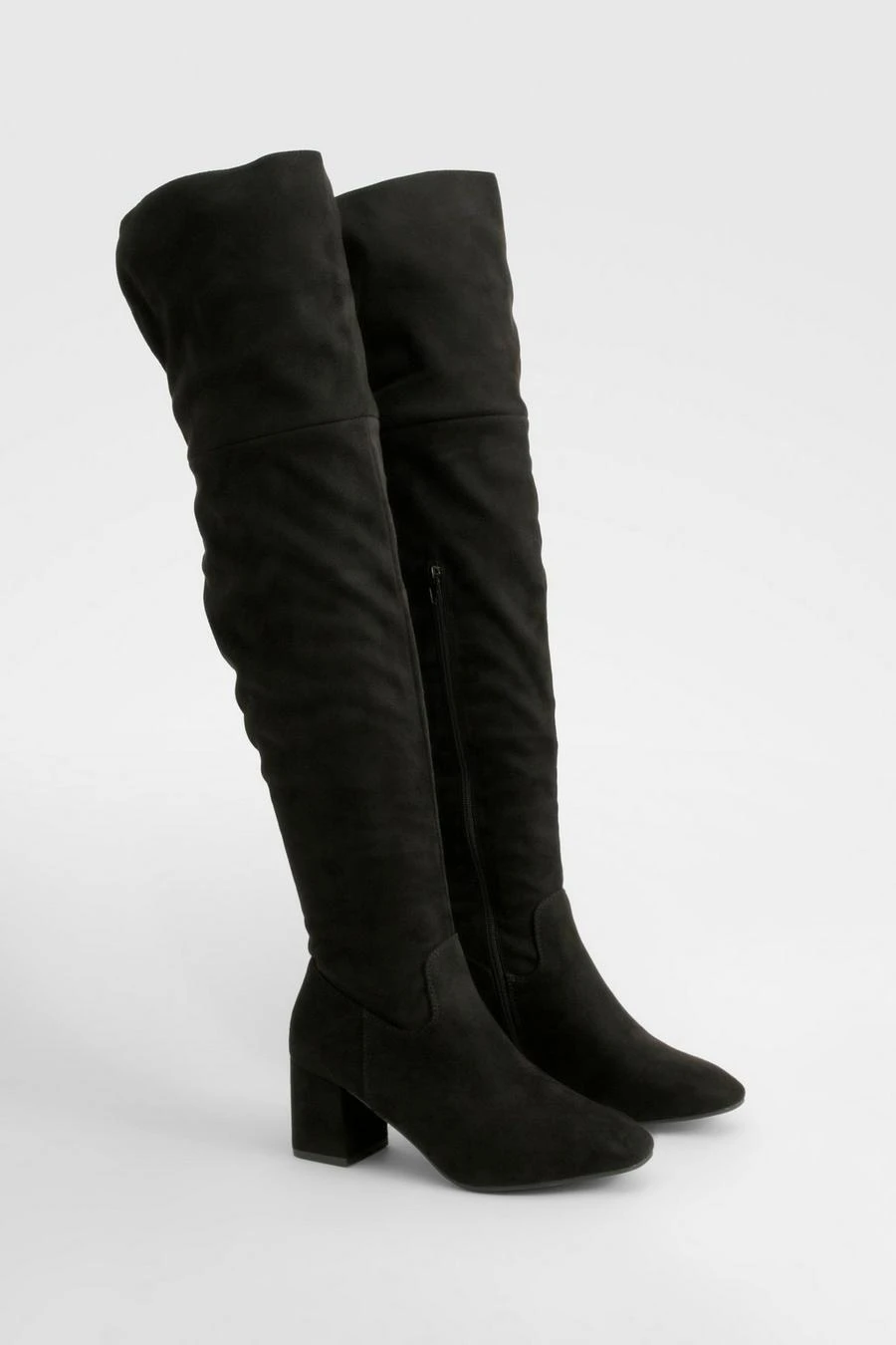 BOOHOO Block Heel Faux Suede Over The Knee Boots 1 BOOHOO Block Heel Faux Suede Over The Knee Boots
