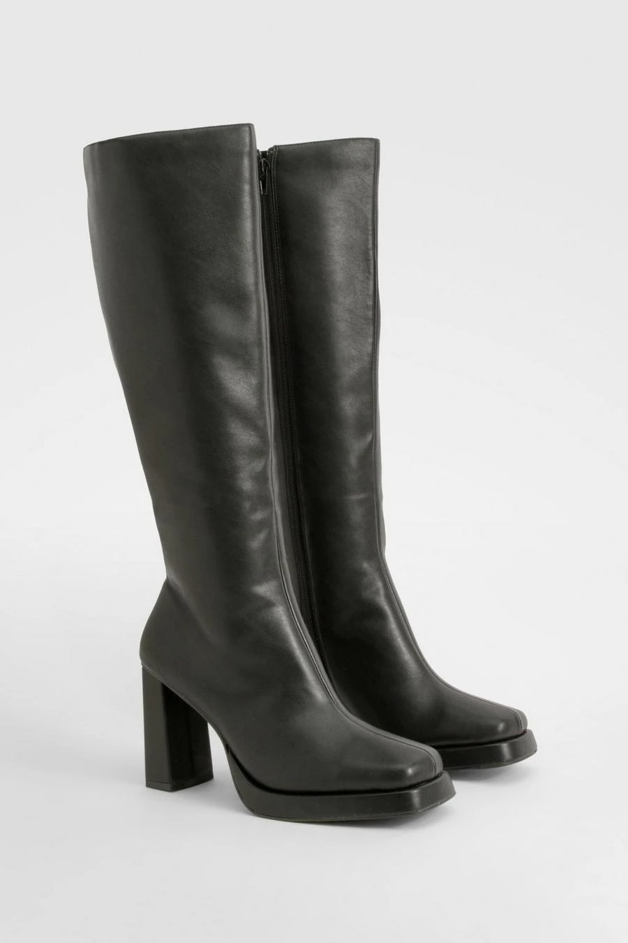 BOOHOO Block Heel Platform Knee High Boots 1 BOOHOO Block Heel Platform Knee High Boots