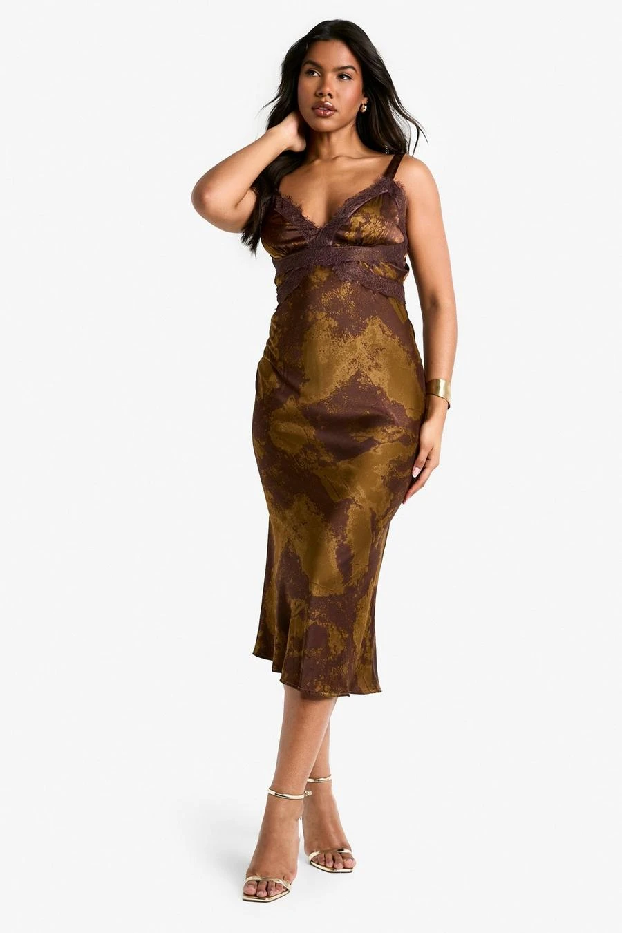 BOOHOO Blur Print Lace Trim Maxi Dress 3 BOOHOO Blur Print Lace Trim Maxi Dress - Image 3