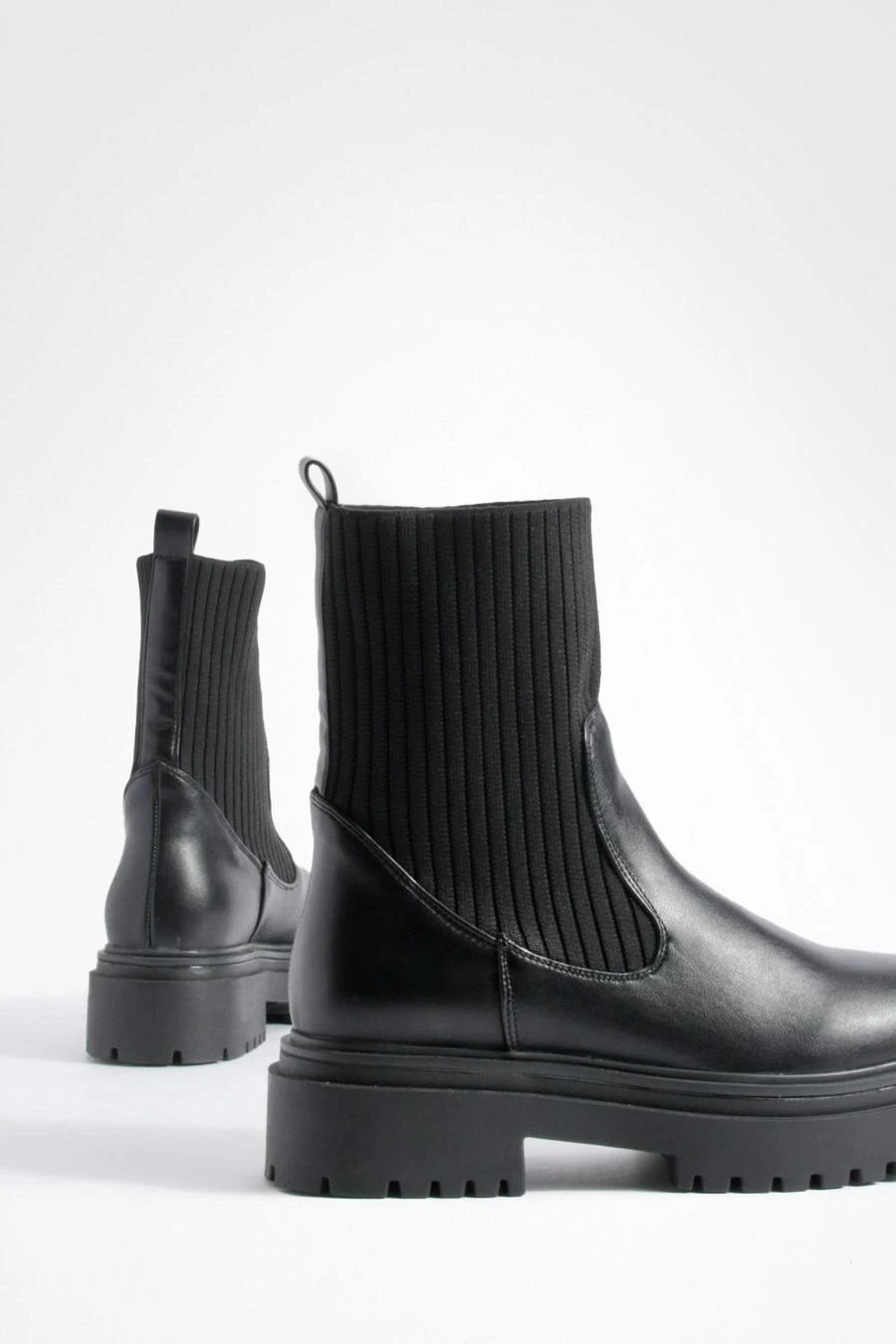 BOOHOO Chunky Sole Knitted Chelsea Boots 3 BOOHOO Chunky Sole Knitted Chelsea Boots - Image 3