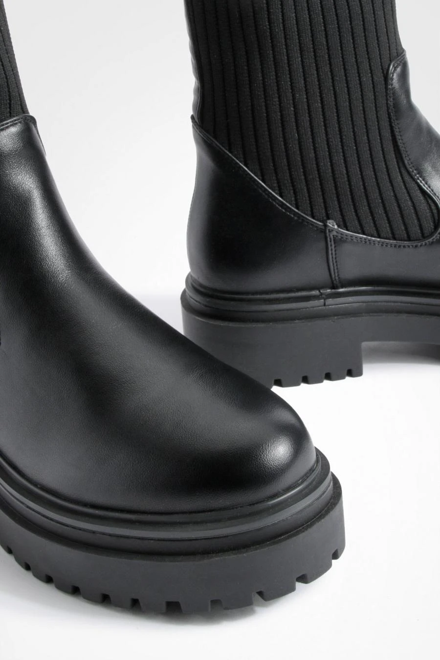 BOOHOO Chunky Sole Knitted Chelsea Boots 4 BOOHOO Chunky Sole Knitted Chelsea Boots - Image 4