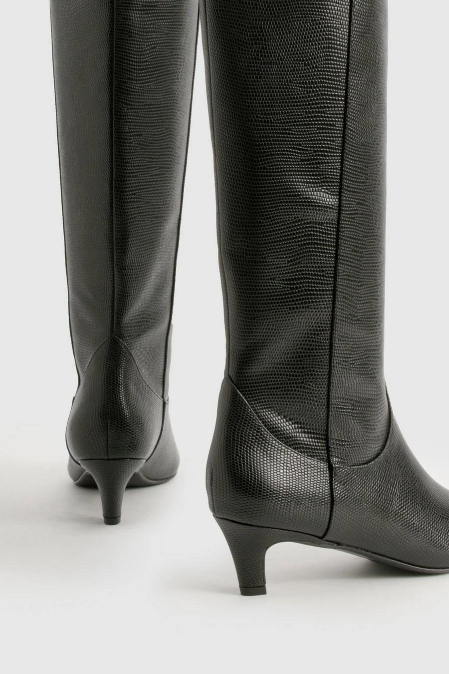 BOOHOO Croc Low Heel Knee High Boots 4 BOOHOO Croc Low Heel Knee High Boots - Image 4