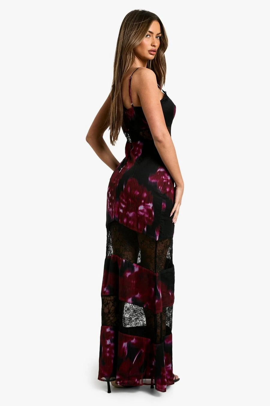 BOOHOO Dark Floral Lace Maxi Dress 2 BOOHOO Dark Floral Lace Maxi Dress - Image 2