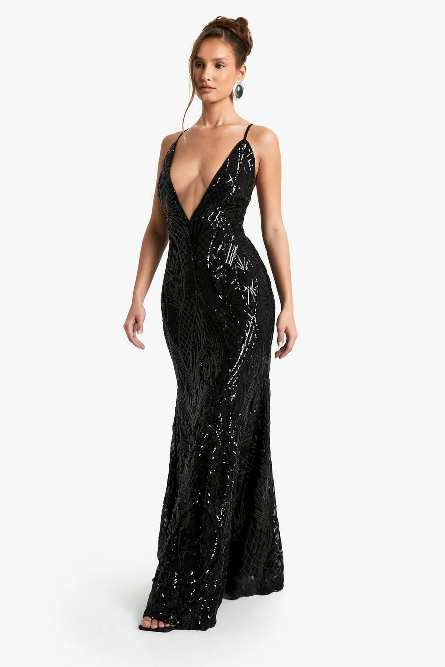 BOOHOO Demask Plunge Strappy Maxi Dress 3 BOOHOO Demask Plunge Strappy Maxi Dress - Image 3