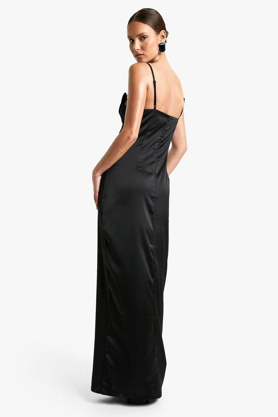 BOOHOO Diamante Heart Satin Maxi Dress 2 BOOHOO Diamante Heart Satin Maxi Dress - Image 2