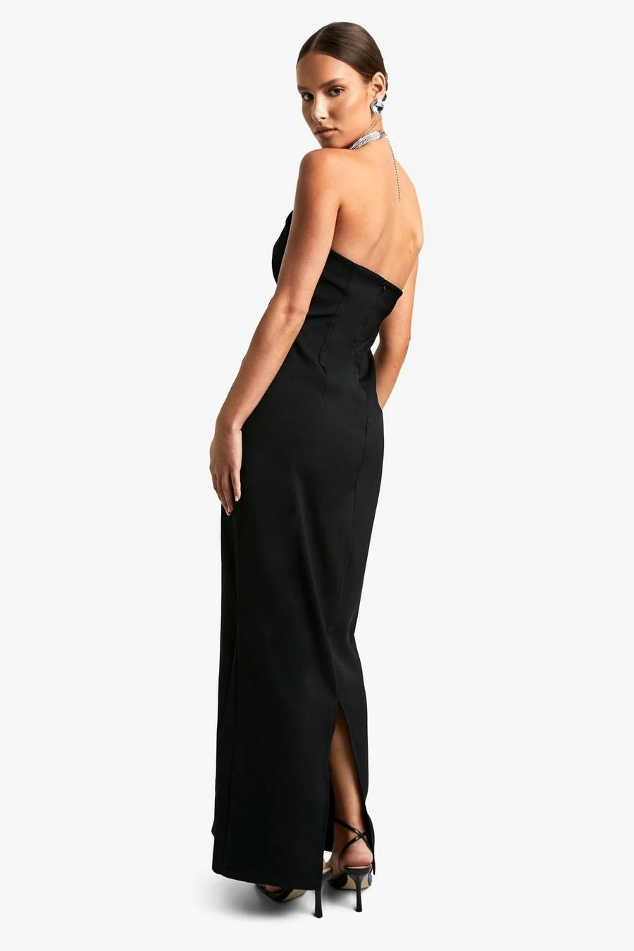 BOOHOO Diamante Trim Halterneck Maxi Dress 2 BOOHOO Diamante Trim Halterneck Maxi Dress - Image 2