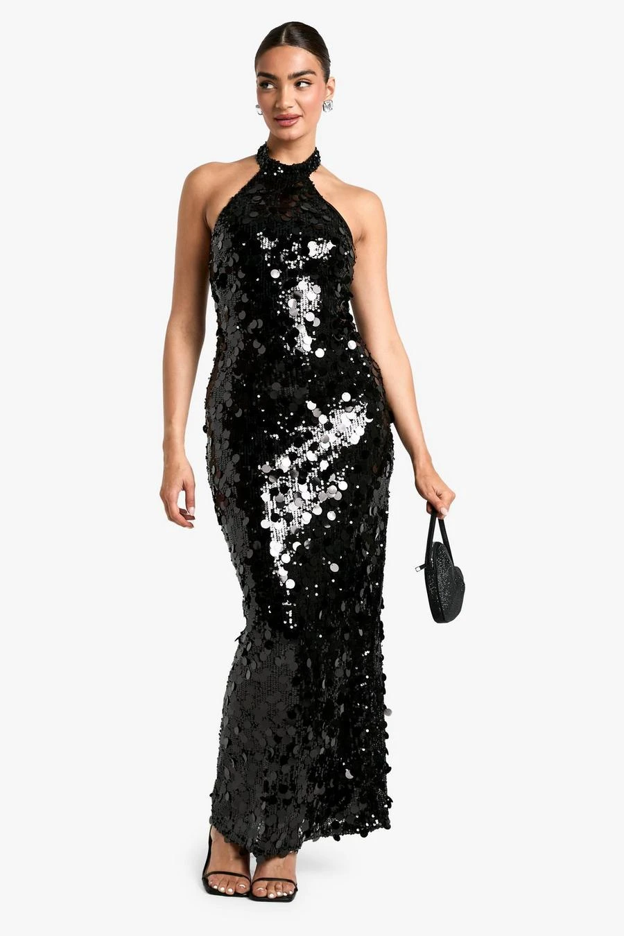 BOOHOO Disc Sequin Halterneck Maxi Dress 3 BOOHOO Disc Sequin Halterneck Maxi Dress - Image 3