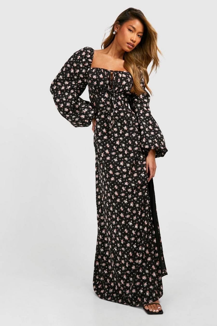 BOOHOO Ditsy Balloon Sleeve Milkmaid Maxi Dress 3 BOOHOO Ditsy Balloon Sleeve Milkmaid Maxi Dress - Image 3