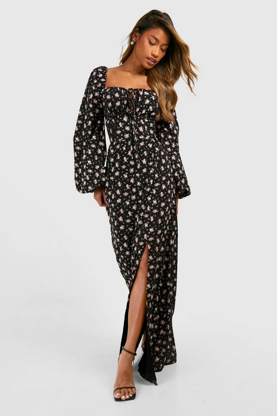 BOOHOO Ditsy Balloon Sleeve Milkmaid Maxi Dress 1 BOOHOO Ditsy Balloon Sleeve Milkmaid Maxi Dress