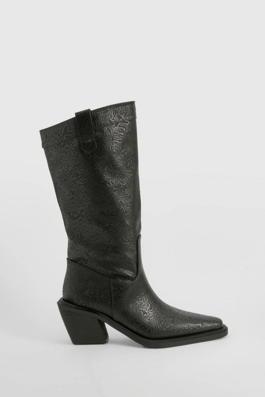 BOOHOO Embossed Pointed Western Knee High Boots 3 BOOHOO Embossed Pointed Western Knee High Boots - Image 3