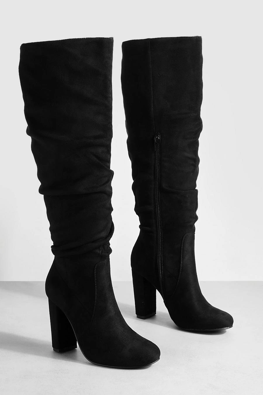 BOOHOO Faux Suede Block Heel Knee High Boots 2 BOOHOO Faux Suede Block Heel Knee High Boots - Image 2