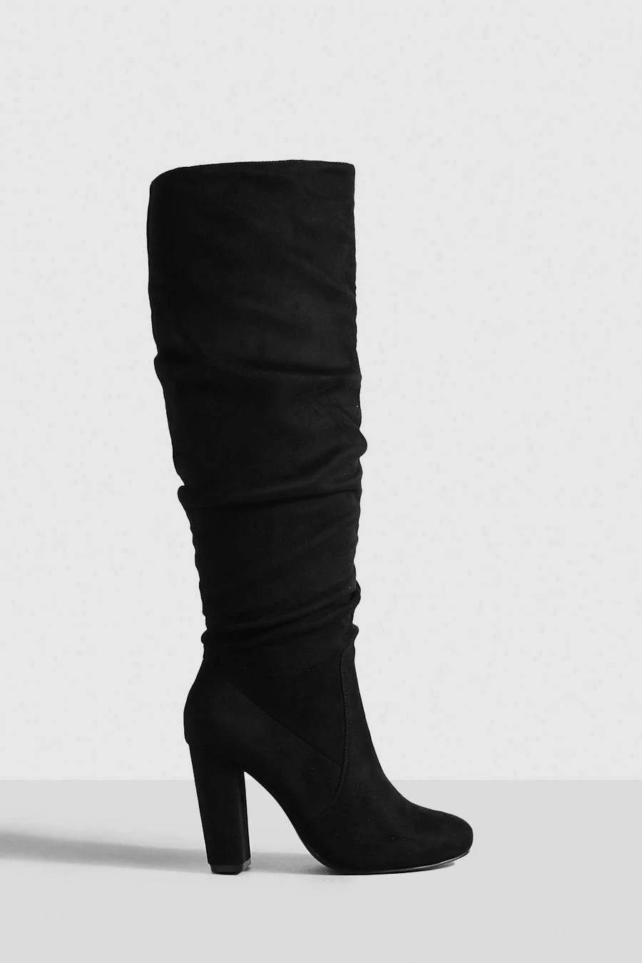 BOOHOO Faux Suede Block Heel Knee High Boots 1 BOOHOO Faux Suede Block Heel Knee High Boots