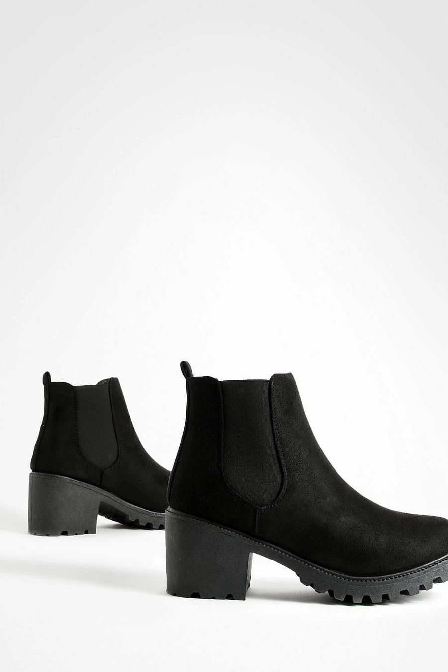 BOOHOO Faux Suede Cleated Chunky Chelsea Boots 3 BOOHOO Faux Suede Cleated Chunky Chelsea Boots - Image 3