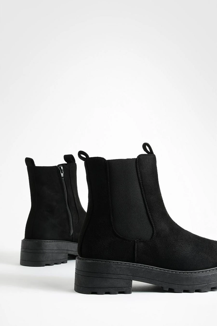 BOOHOO Faux Suede Double Tab Detail Chunky Chelsea Boots 3 BOOHOO Faux Suede Double Tab Detail Chunky Chelsea Boots - Image 3