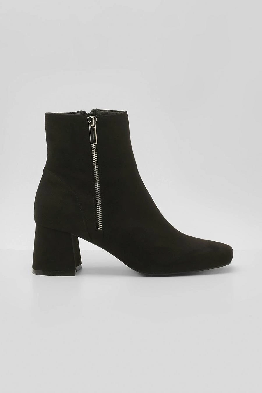 BOOHOO Faux Suede Side Zip Low Block Heel Boots 2 BOOHOO Faux Suede Side Zip Low Block Heel Boots - Image 2