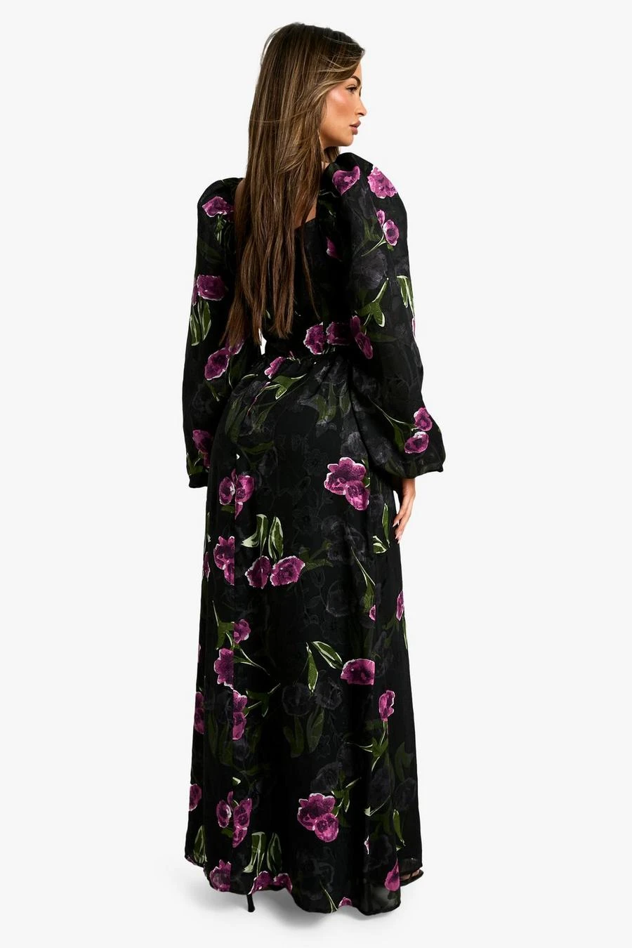 BOOHOO Floral Burnout Milkmaid Maxi Dress 2 BOOHOO Floral Burnout Milkmaid Maxi Dress - Image 2