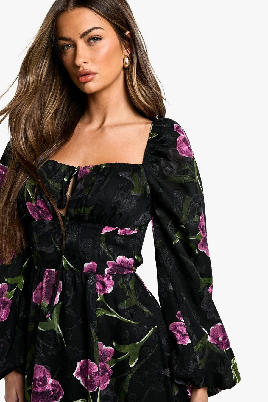 BOOHOO Floral Burnout Milkmaid Maxi Dress 4 BOOHOO Floral Burnout Milkmaid Maxi Dress - Image 4