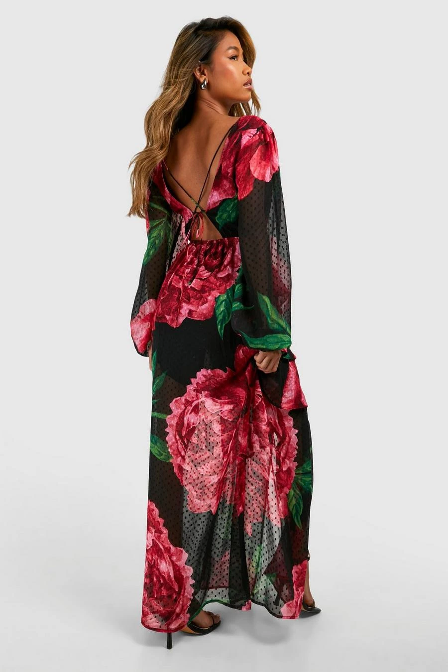 BOOHOO Floral Dobby Floral Frill Maxi Dress 2 BOOHOO Floral Dobby Floral Frill Maxi Dress - Image 2