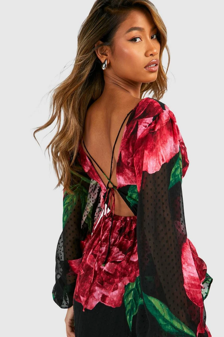 BOOHOO Floral Dobby Floral Frill Maxi Dress 4 BOOHOO Floral Dobby Floral Frill Maxi Dress - Image 4