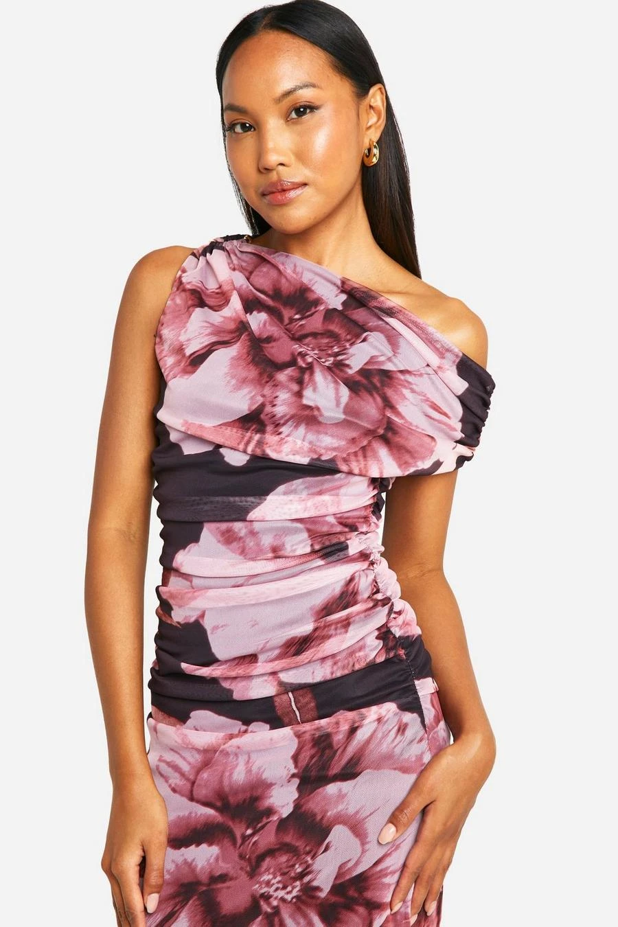 BOOHOO Floral Printed Mesh Off The Shoulder Maxi Dress 4 BOOHOO Floral Printed Mesh Off The Shoulder Maxi Dress - Image 4