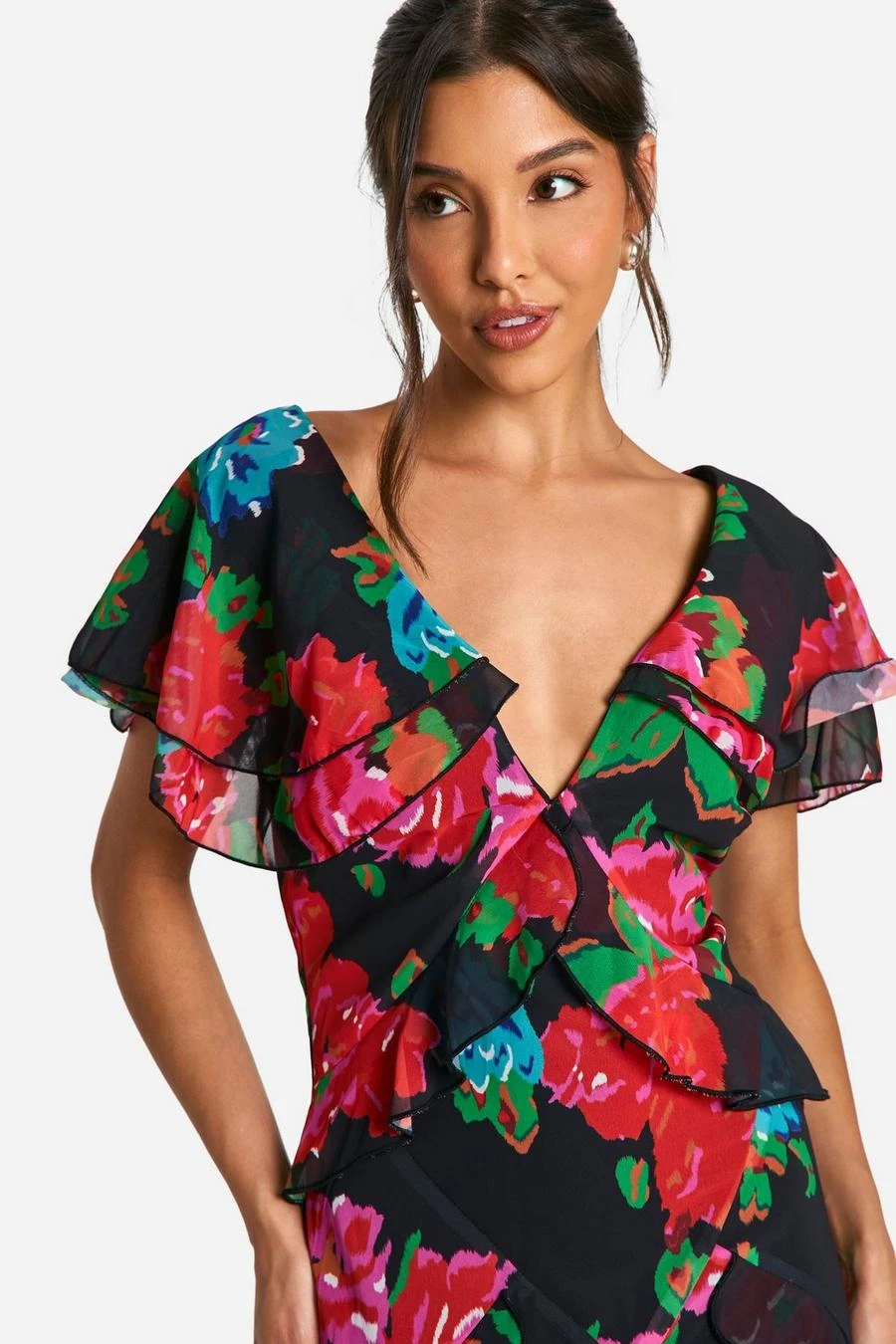 BOOHOO Floral Ruffle Maxi Dress 4 BOOHOO Floral Ruffle Maxi Dress - Image 4
