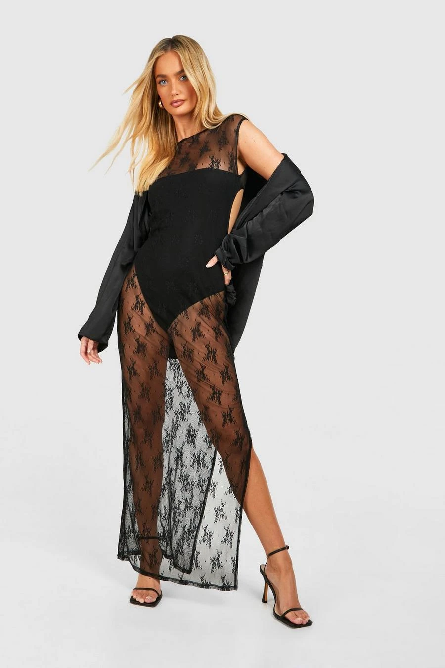 BOOHOO Lace Cut Out Back Cap Sleeve Midaxi Dress 1 BOOHOO Lace Cut Out Back Cap Sleeve Midaxi Dress