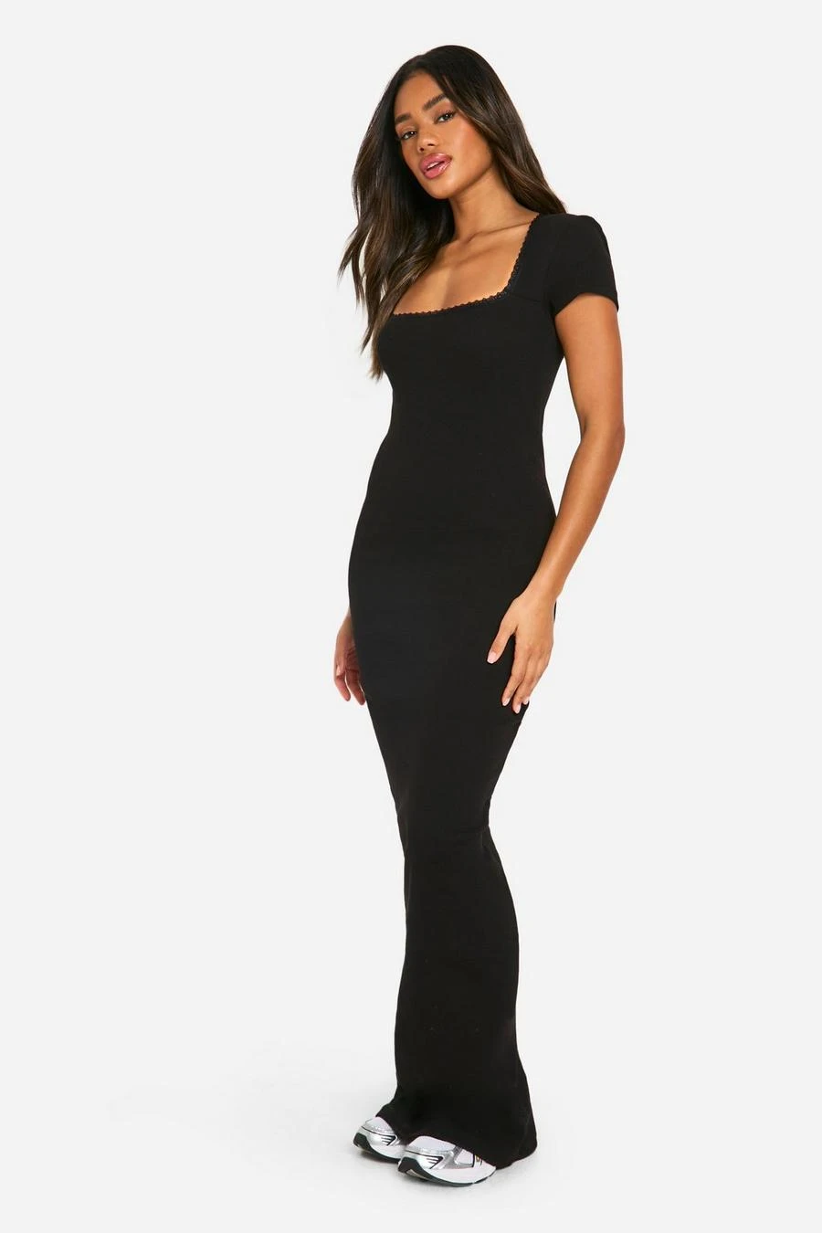 BOOHOO Lace Trim Rib Maxi Dress 3 BOOHOO Lace Trim Rib Maxi Dress - Image 3