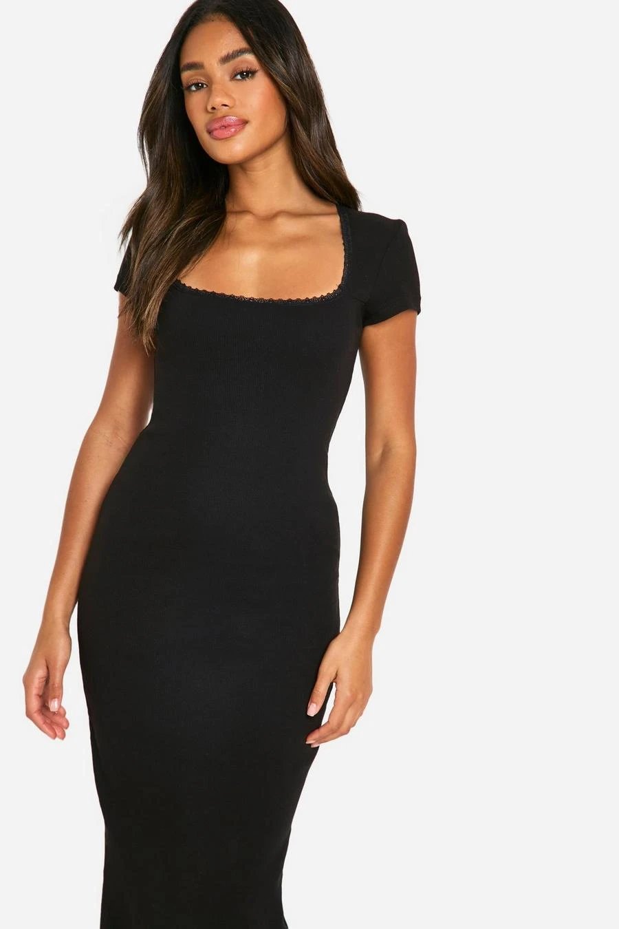 BOOHOO Lace Trim Rib Maxi Dress 4 BOOHOO Lace Trim Rib Maxi Dress - Image 4