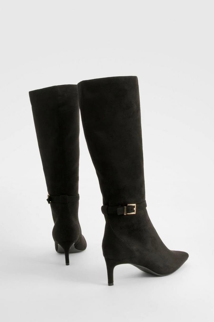 BOOHOO Low Heel Buckle Detail Pointed Knee High Boots 4 BOOHOO Low Heel Buckle Detail Pointed Knee High Boots - Image 4