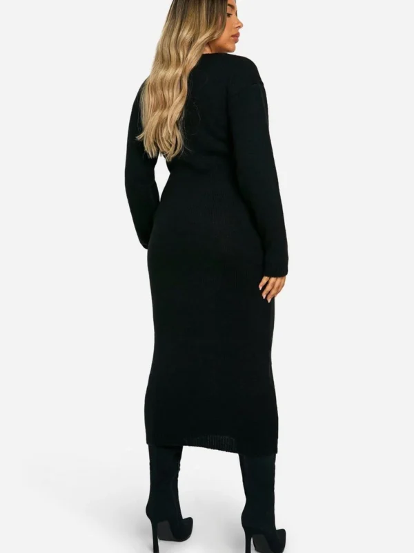 Outlet -BamBam Fashion Shop female black maternity slouchy soft knit maxi knitted dress 1
