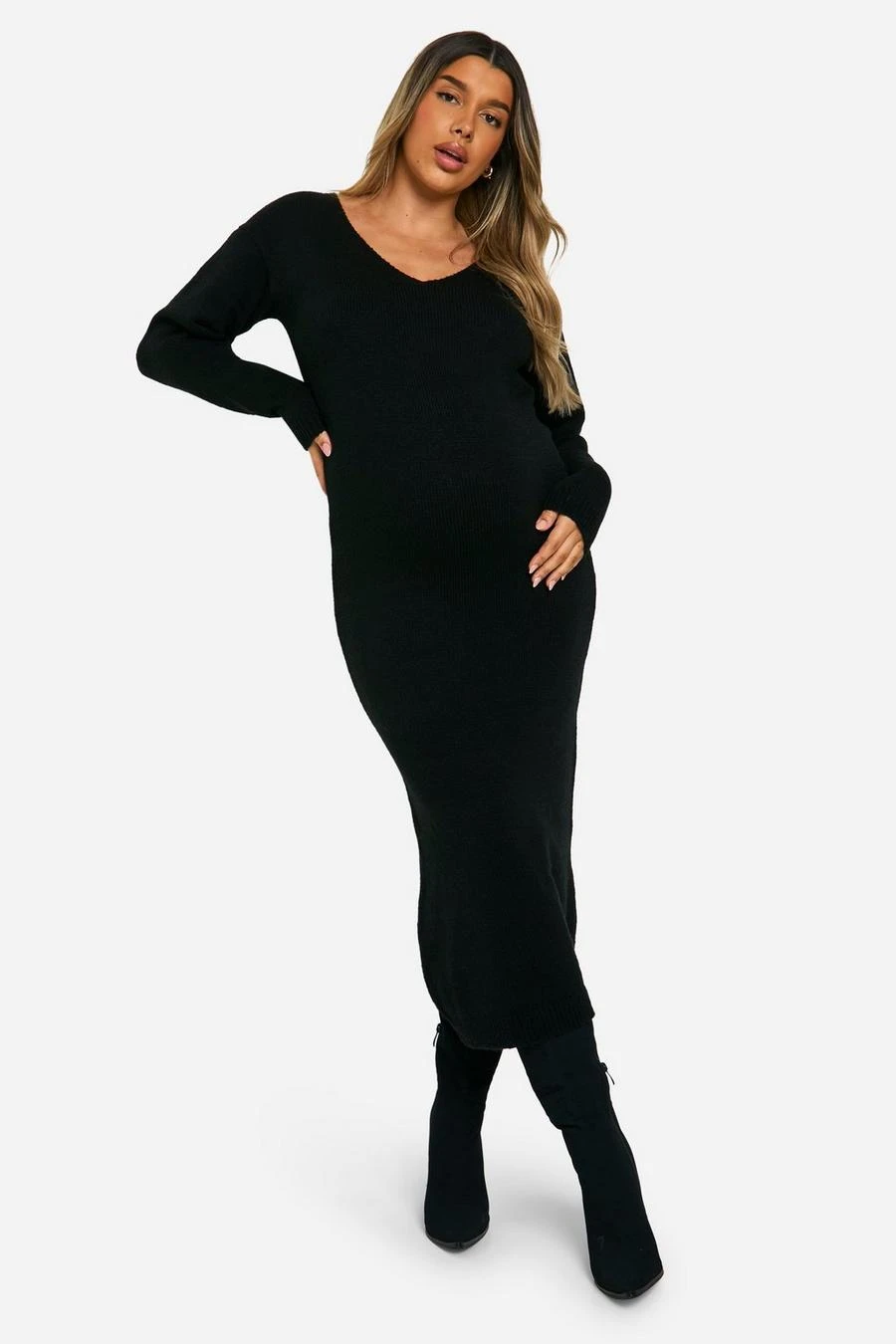 BOOHOO Maternity Slouchy Soft Knit Maxi Knitted Dress 1 BOOHOO Maternity Slouchy Soft Knit Maxi Knitted Dress
