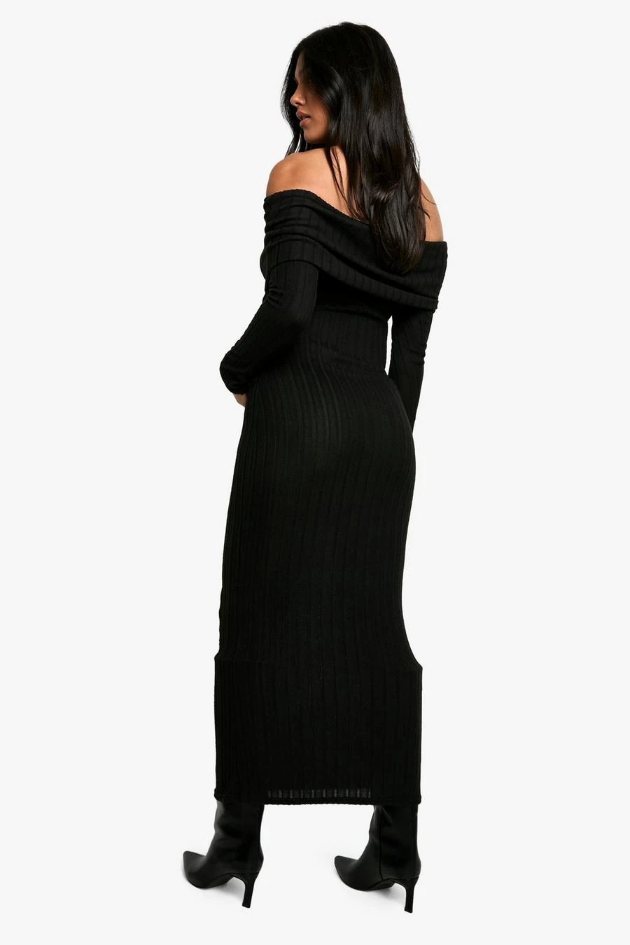 BOOHOO Maternity Textured Bardot Long Sleeve Maxi Dress 2 BOOHOO Maternity Textured Bardot Long Sleeve Maxi Dress - Image 2