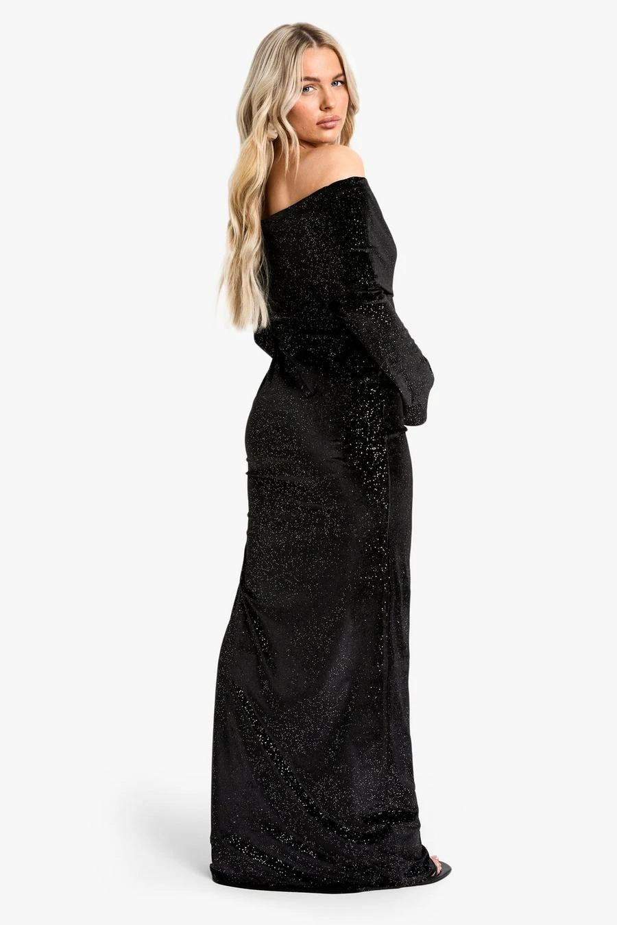 BOOHOO Maternity Velvet Sequin Bardot Maxi Dress 2 BOOHOO Maternity Velvet Sequin Bardot Maxi Dress - Image 2