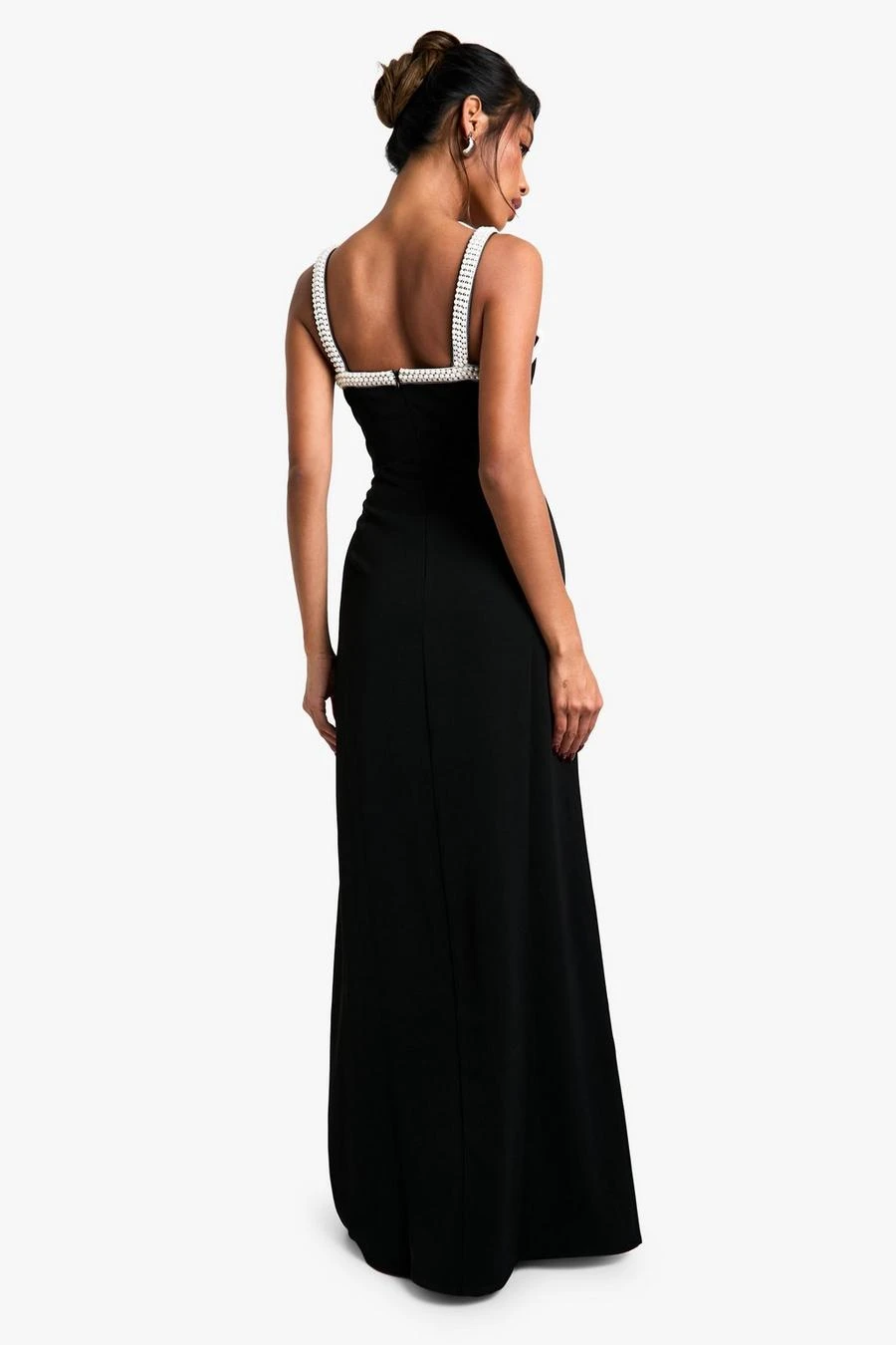 BOOHOO Neck Pearl Trim Detail Maxi Dress 2 BOOHOO Neck Pearl Trim Detail Maxi Dress - Image 2