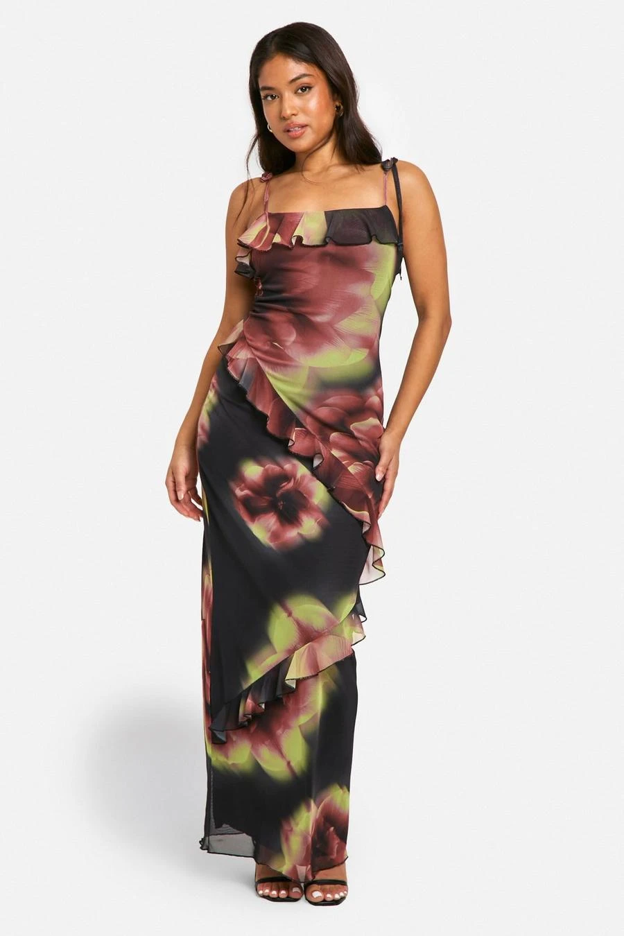 BOOHOO Petite Bold Floral Ruffle Maxi Dress 3 BOOHOO Petite Bold Floral Ruffle Maxi Dress - Image 3