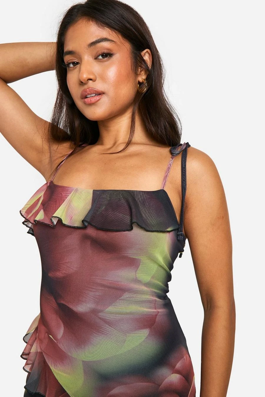 BOOHOO Petite Bold Floral Ruffle Maxi Dress 4 BOOHOO Petite Bold Floral Ruffle Maxi Dress - Image 4