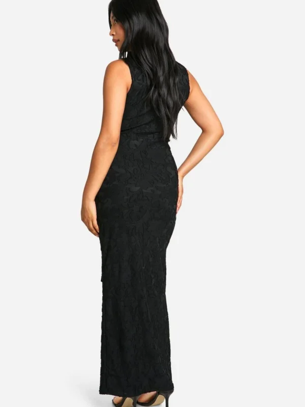 Outlet 11 Outlet -BamBam Fashion Shop female black petite burnout floral tie twist maxi dress 1