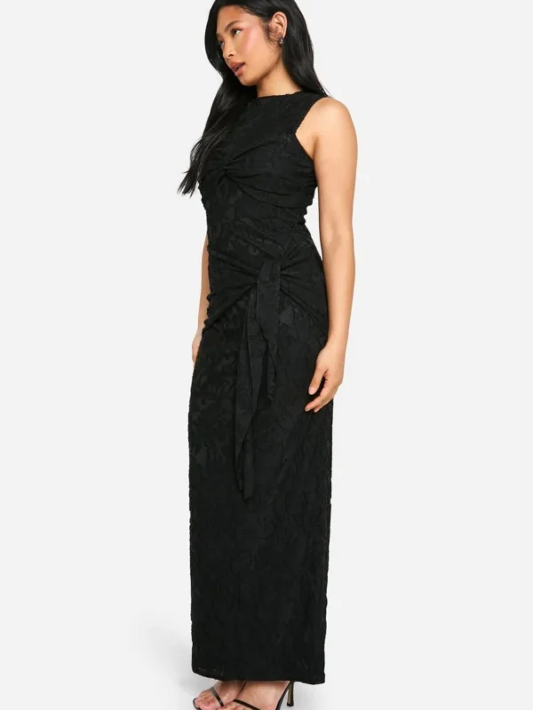 Outlet 12 Outlet -BamBam Fashion Shop female black petite burnout floral tie twist maxi dress 2