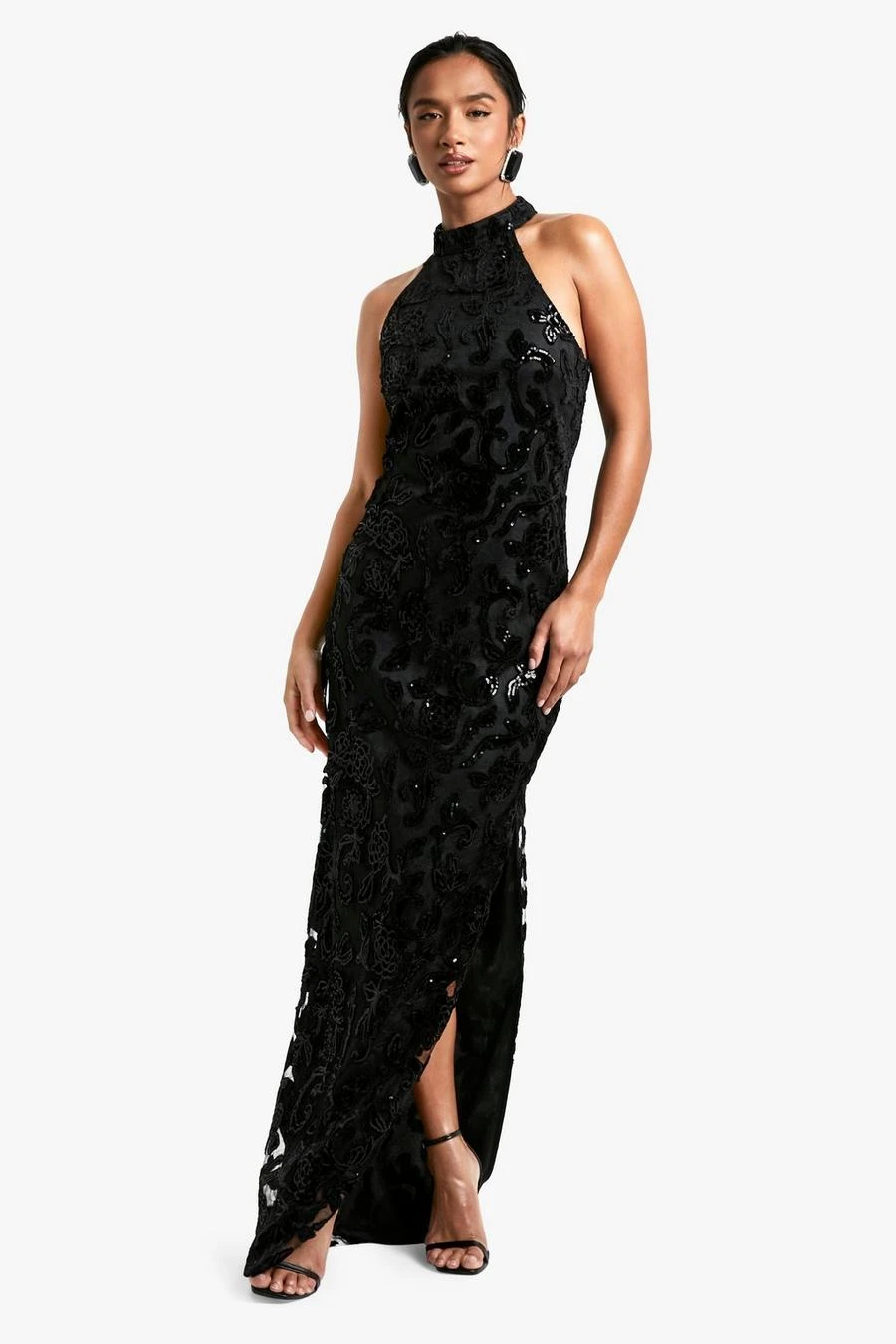 BOOHOO Petite Damask High Neck Maxi Dress 3 BOOHOO Petite Damask High Neck Maxi Dress - Image 3